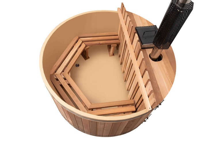 SAUNASNET® Wood Fired Cedar Hot Tub - Internal Stove