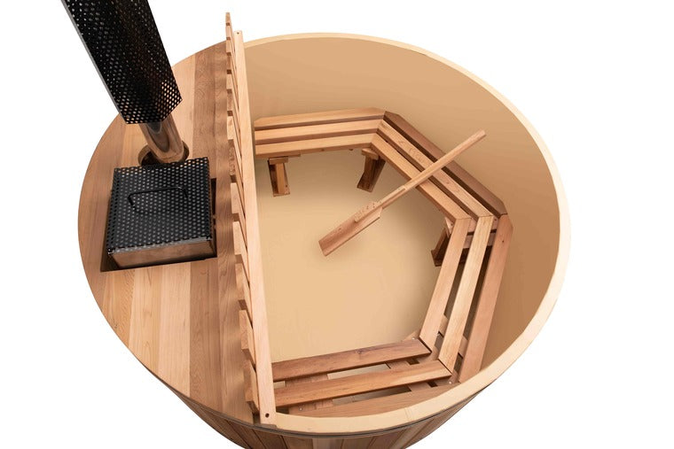 SAUNASNET® Wood Fired Cedar Hot Tub - Internal Stove
