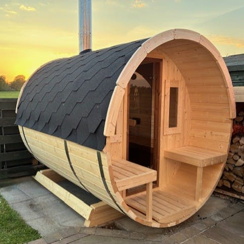 SAUNASNET® Modern Outdoor Barrel Sauna with Elegant Wooden Design – Ultimate Home Spa Luxury Barrel 04