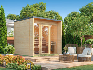 SAUNASNET® Ourdoor Wood Color Right Angle Garden Sauna Square 10