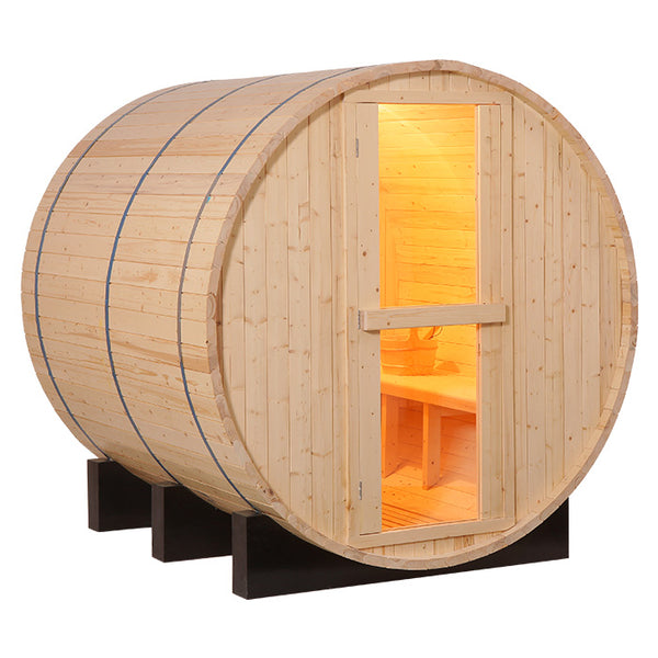 SAUNASNET® Outdoor Barrel Sauna for Relaxation, Detox, Stress Relief and Wellness with Wooden Design Barrel 02