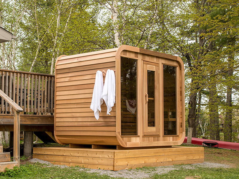 Red Cedar 8 mm tempered glass Square Saunas