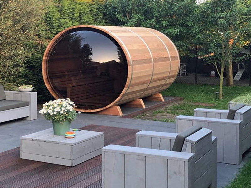 Saunasnet Outdoor Barrel Sauna With Panoramic View Window
