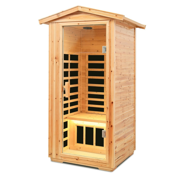 SAUNASNET® 1-Person Outdoor Solid Wood Sauna with Smart WiFi Control