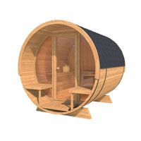 SAUNASNET® Deluxe Glass Fronted Hemlock Barrel Sauna Barrel 01
