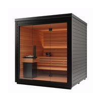 SAUNASNET® Green Energy Saving Sauna with Glass Front – Eco Cube Design for Relaxation and Full Detox Black 03