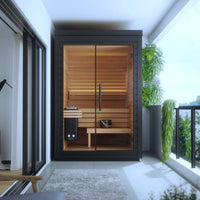 SAUNASNET® Modern Low-Energy Cube Sauna with Glass Front Black 04（US Stock – Ships in 10–15 Days）