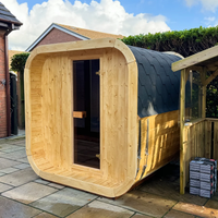 SAUNASNET® Outdoor Cube Sauna with Glass Door Barrel 04
