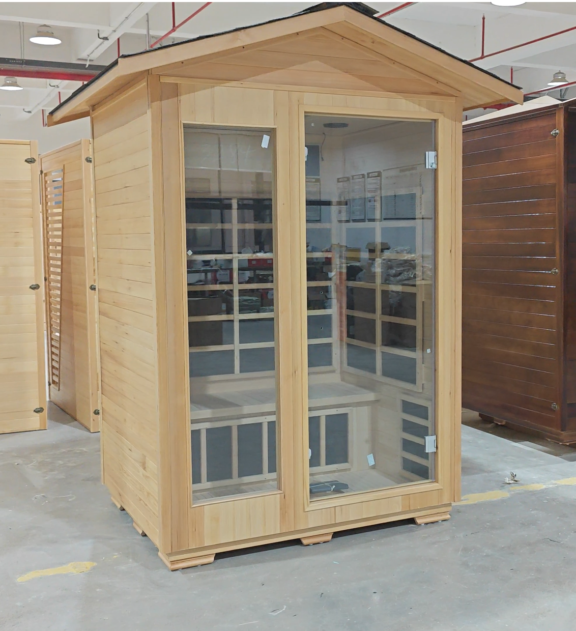 SAUNASNET® 2-Person Outdoor Solid Wood Sauna with Smart WiFi Control Infrared 17