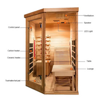 SAUNASNET® Indoor One Person Infrared Sauna with Tempered Glass Door Infrared 02