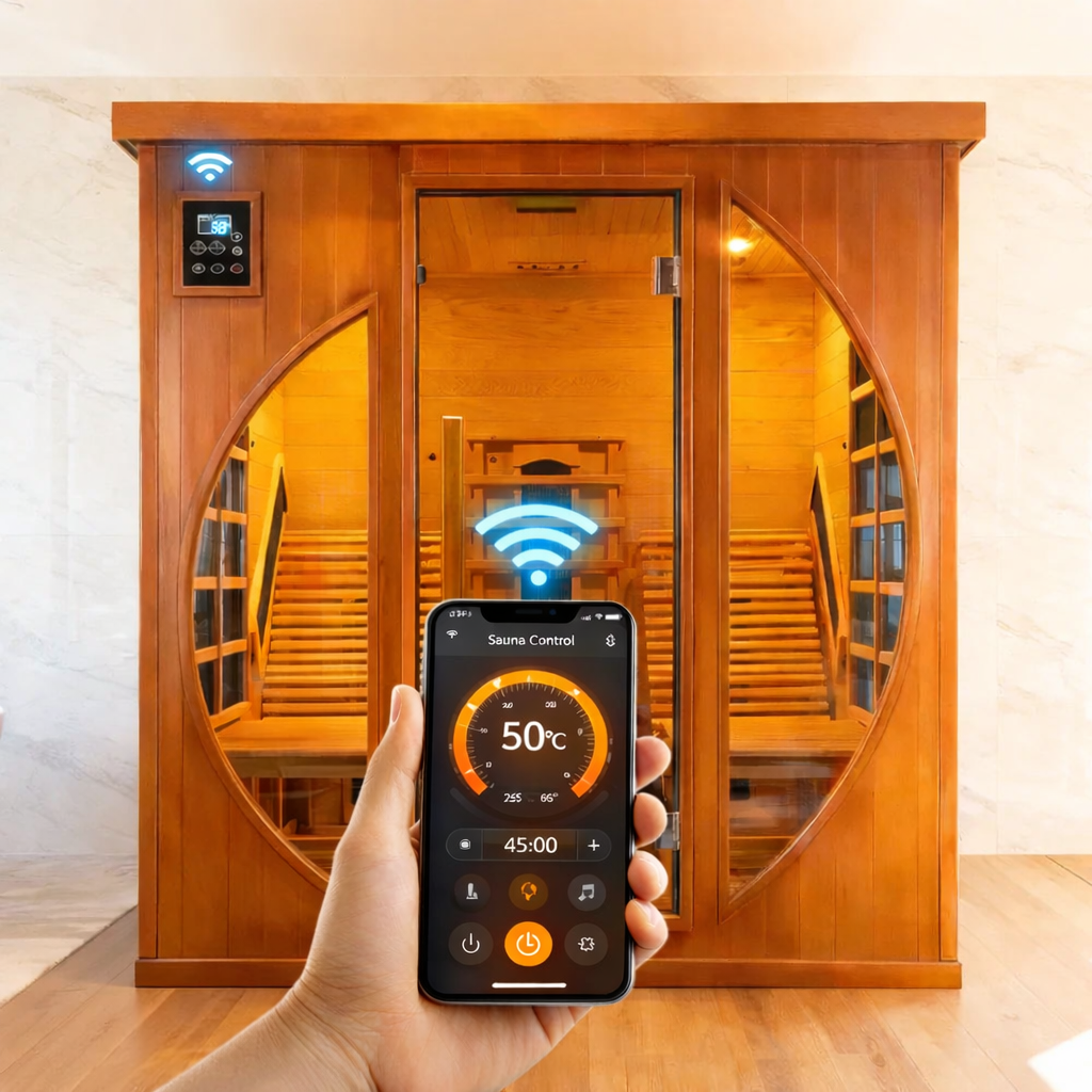 SAUNASNET® Indoor Two-Person Infrared Sauna Digital Control with Wifi Infrared 01 （US Stock – Ships in 10–15 Days）