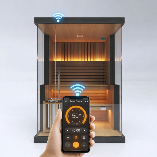 SAUNASNET® Modern Glass-Enclosed Sauna with Wooden Interior, Lighting, and Minimalist Design 2-3 Person with Wifi Steam 01（Estimated delivery: 1–2 weeks）