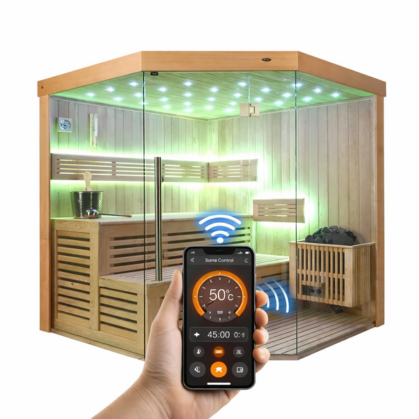 SAUNASNET® Finnish Traditional Indoor Steam Sauna for Home Use Glass 12（Estimated delivery: 1–2 weeks）