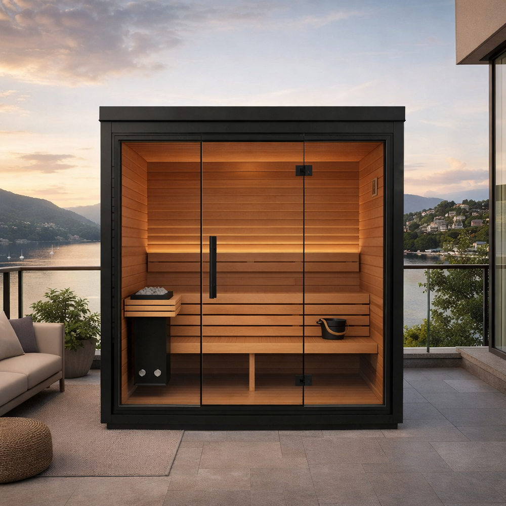 SAUNASNET® Green Energy Saving Sauna with Glass Front – Eco Cube Desig