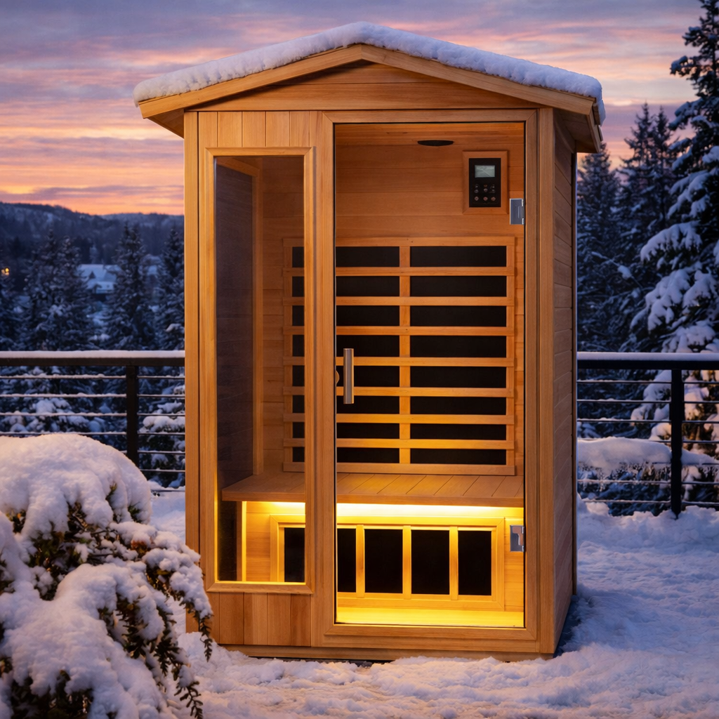SAUNASNET® 2-Person Outdoor Solid Wood Sauna with Smart WiFi Control Infrared 17