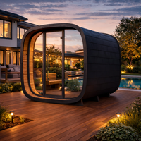 SAUNASNET® Luxury Wooden Sauna Cabin with Panoramic Glass Front Round 04（US Stock – Ships in 10–15 Days）