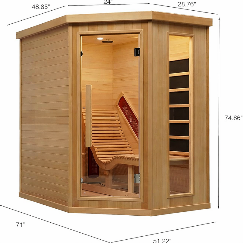 SAUNASNET® Indoor One Person Infrared Sauna with Tempered Glass Door Infrared 02（US Stock – Ships in 10–15 Days）