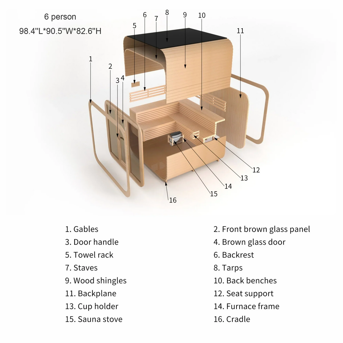 SAUNASNET® Premium Outdoor Cube Sauna Cabin with Glass Front, Energy Efficient Design for Relaxation & Detox Square 05