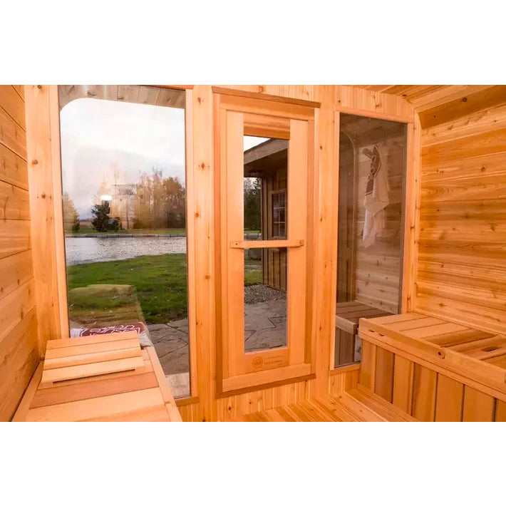 SAUNASNET Outdoor Square Wood Sauna Room（with Wood Burning Stove）