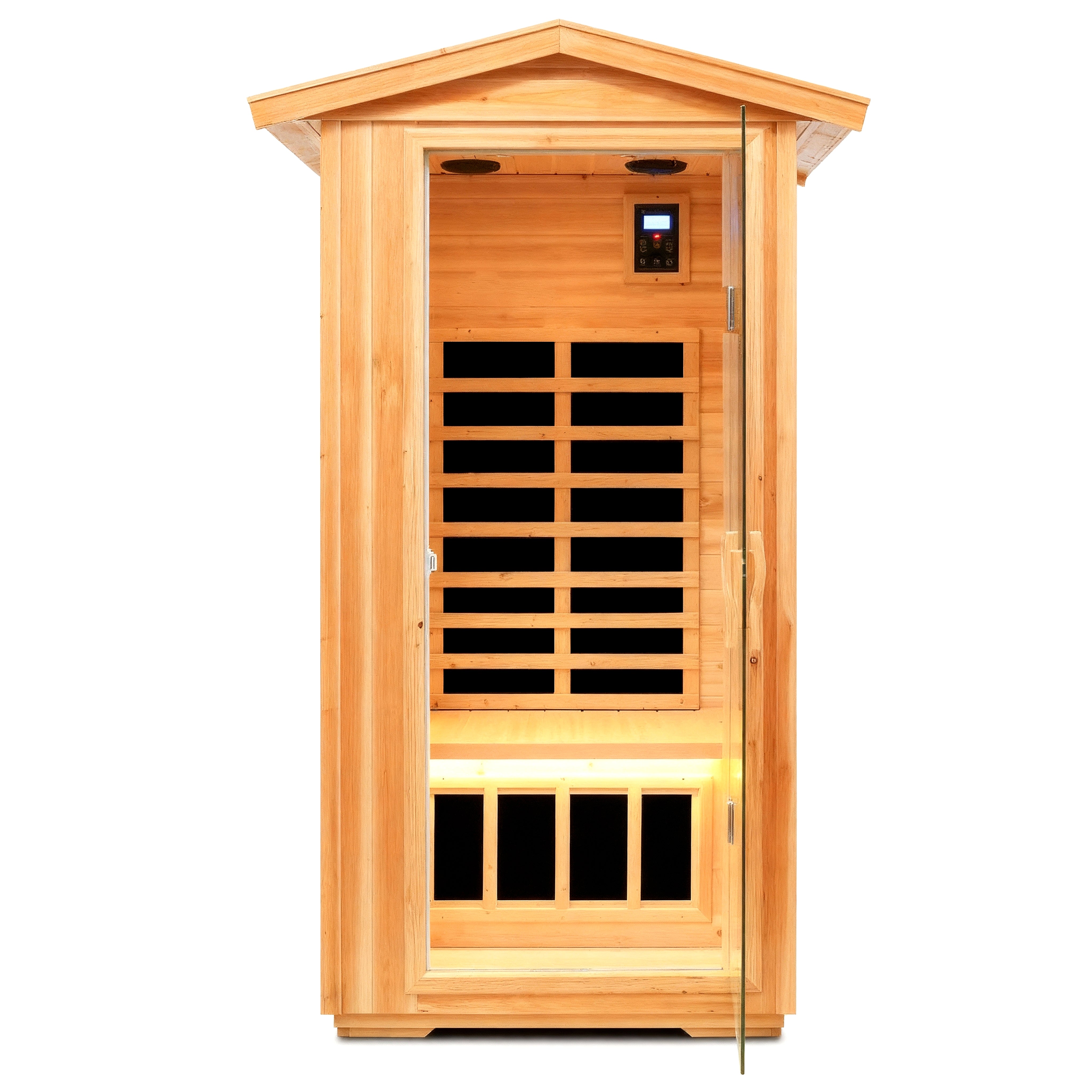 SAUNASNET® 1-Person Outdoor Solid Wood Sauna with Smart WiFi Control Infrared 16