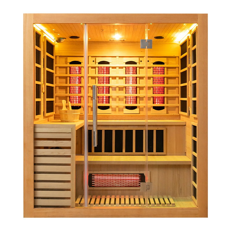 SAUNASNET® Double Layer Bench Steam and Infrared Indoor Sauna Room Hybrid Sauna 07（US Stock – Ships in 20–25 Days）