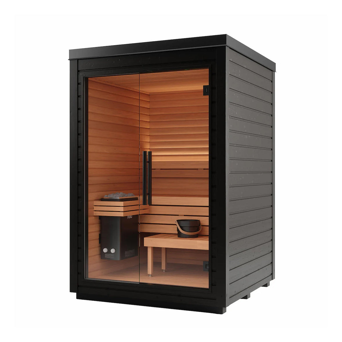 SAUNASNET® Modern Low-Energy Cube Sauna with Glass Front Black 04（US Stock – Ships in 10–15 Days）