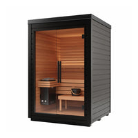 SAUNASNET® Modern Low-Energy Cube Sauna with Glass Front Black 04（US Stock – Ships in 10–15 Days）