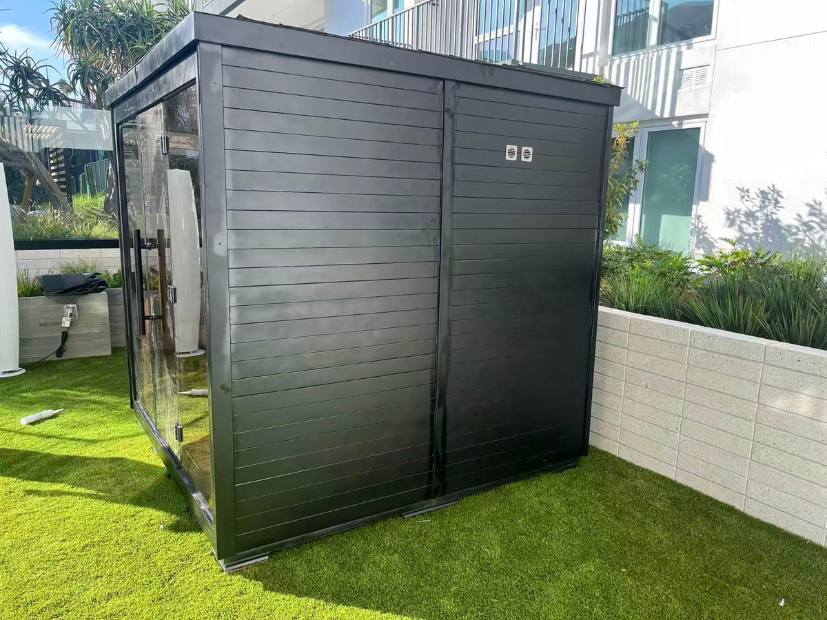 SAUNASNET® Green Energy Saving Sauna with Glass Front – Eco Cube Design for Relaxation and Full Detox Black 03