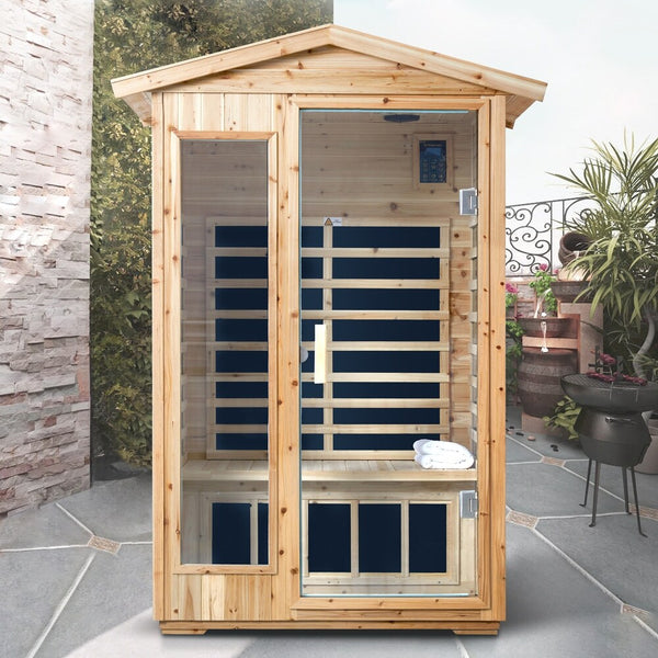 SAUNASNET® 2-Person Outdoor Solid Wood Sauna with Smart WiFi Control