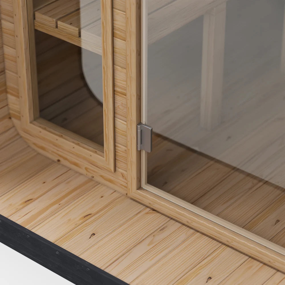 SAUNASNET® 4-Person Electric Outdoor Sauna with Glass Door Square 08