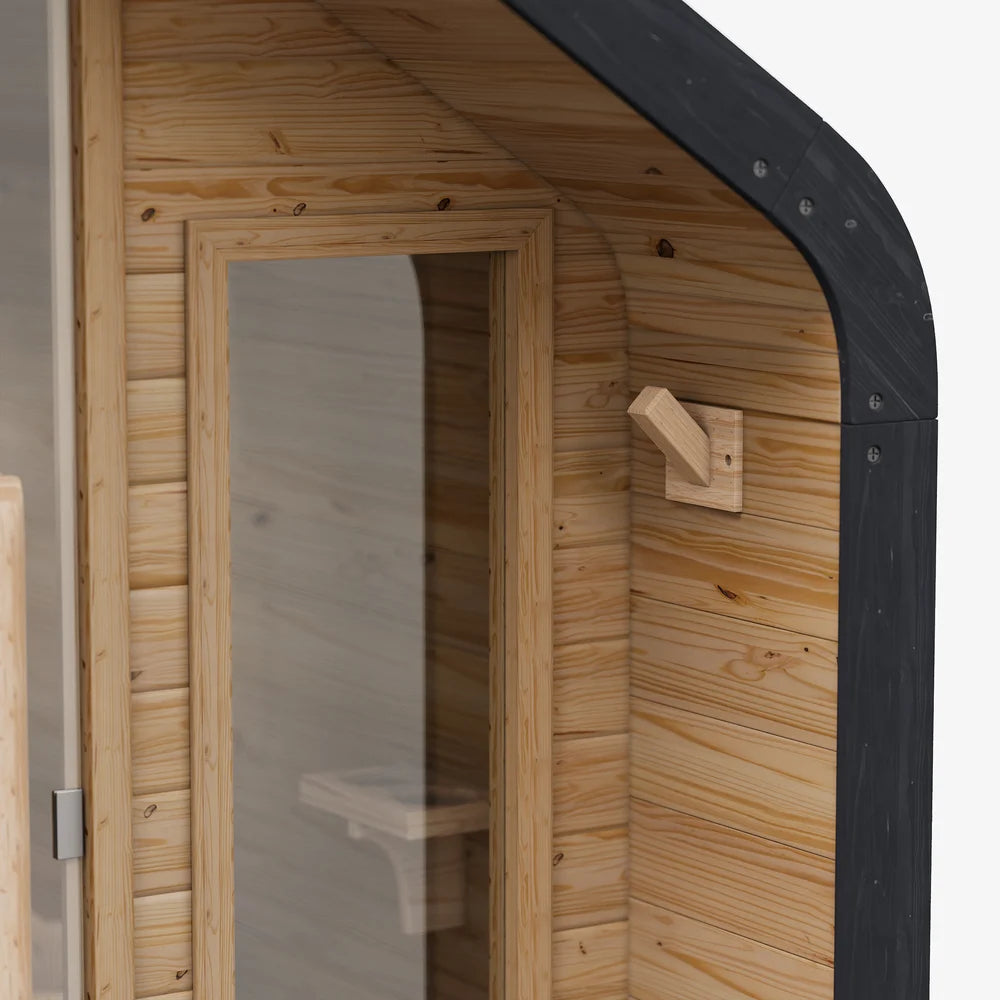 SAUNASNET® 4-Person Electric Outdoor Sauna with Glass Door Square 08