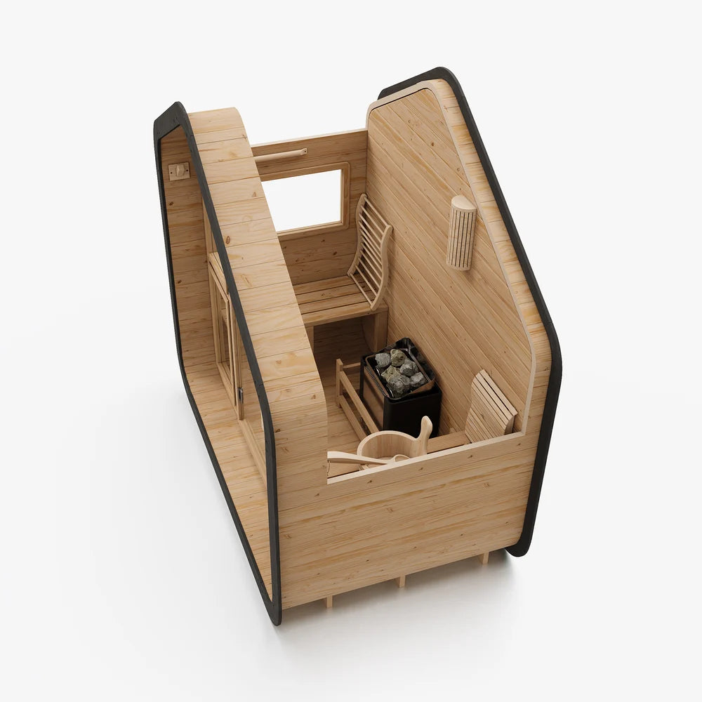 SAUNASNET® 4-Person Electric Outdoor Sauna with Glass Door Square 08