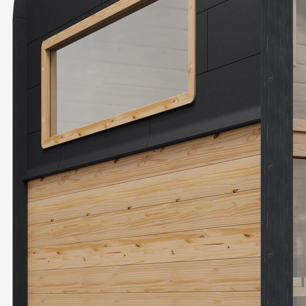 SAUNASNET® 4-Person Electric Outdoor Sauna with Glass Door Square 08