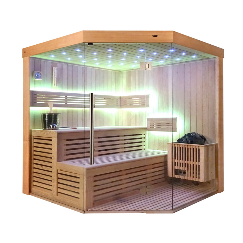SAUNASNET® Finnish Traditional Indoor Steam Sauna for Home Use Glass 12