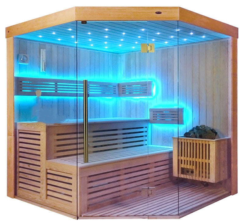 SAUNASNET® Finnish Traditional Indoor Steam Sauna for Home Use Glass 12-In Stock