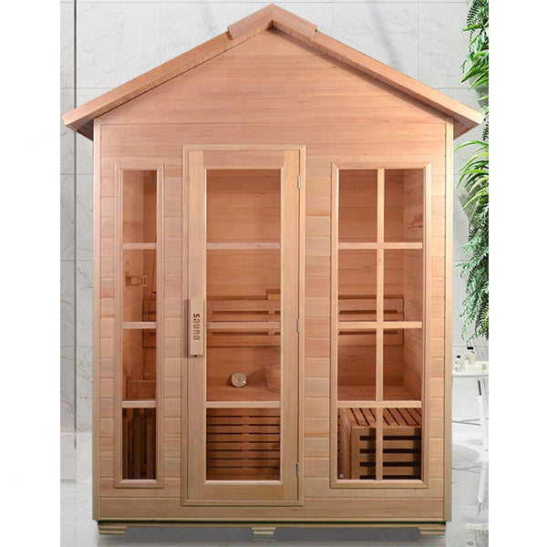 SAUNASNET® 6 Person Modern Outdoor Sauna Cabin 02 - Small Size