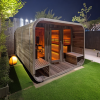 SAUNASNET® Traditional Outdoor Cube Sauna Cabin with Front Porch Square 03（No porch）
