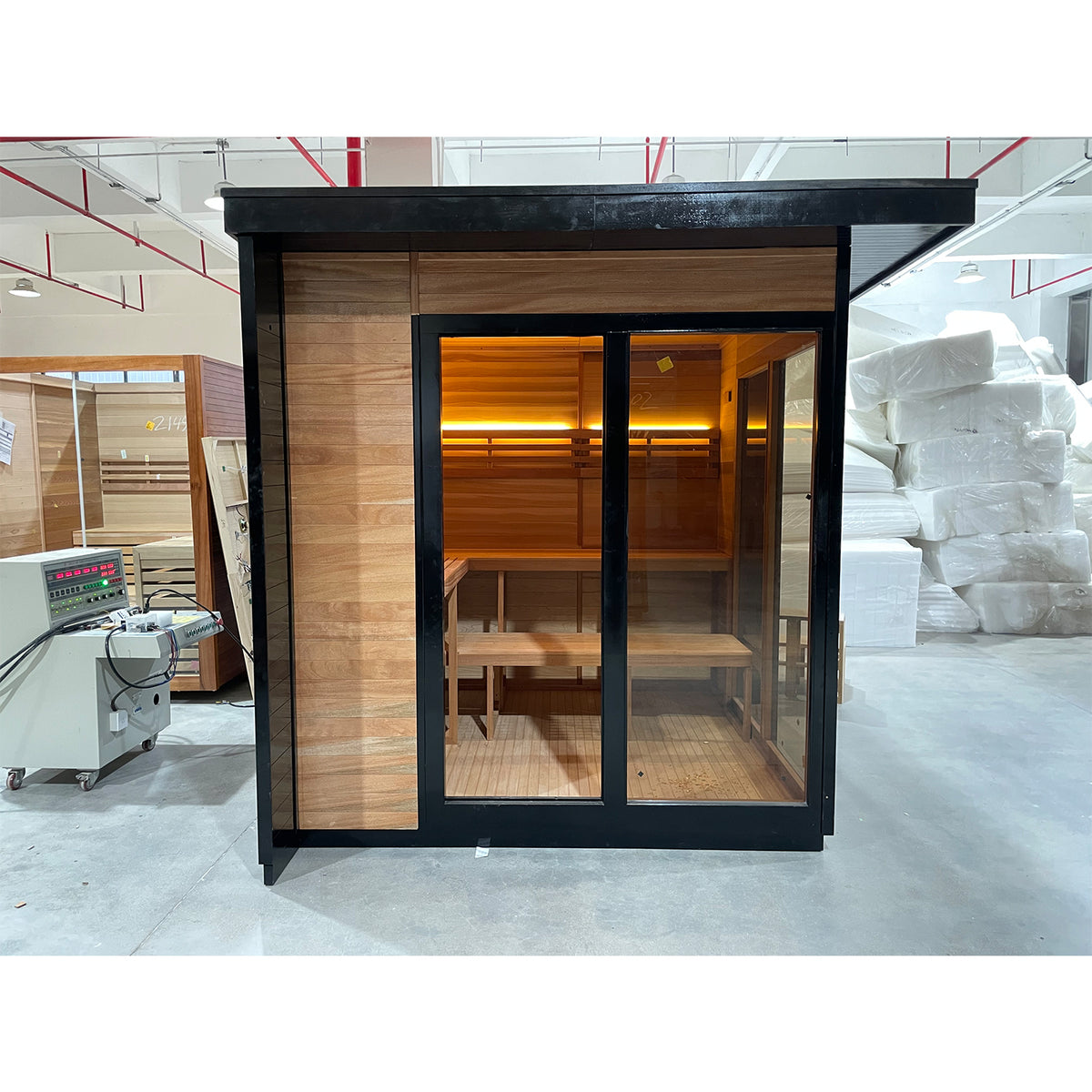 SAUNASNET® Nordic Panorama Glass-Wood Outdoor Sauna Cabin – Modern Luxury Horizon View Design Terra 02