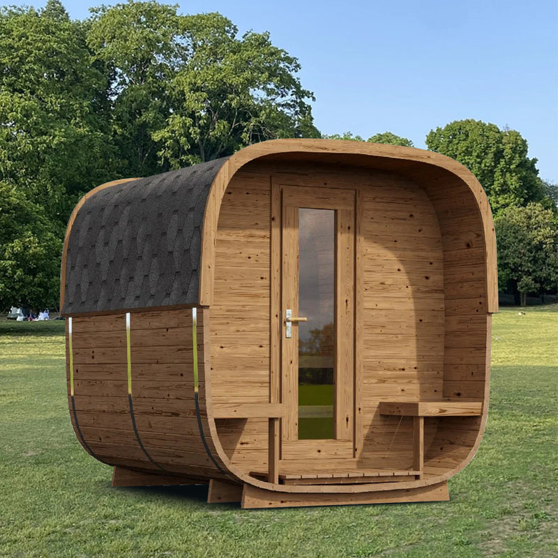SAUNASNET Luxurious Cube Outdoor Sauna Room with Porch