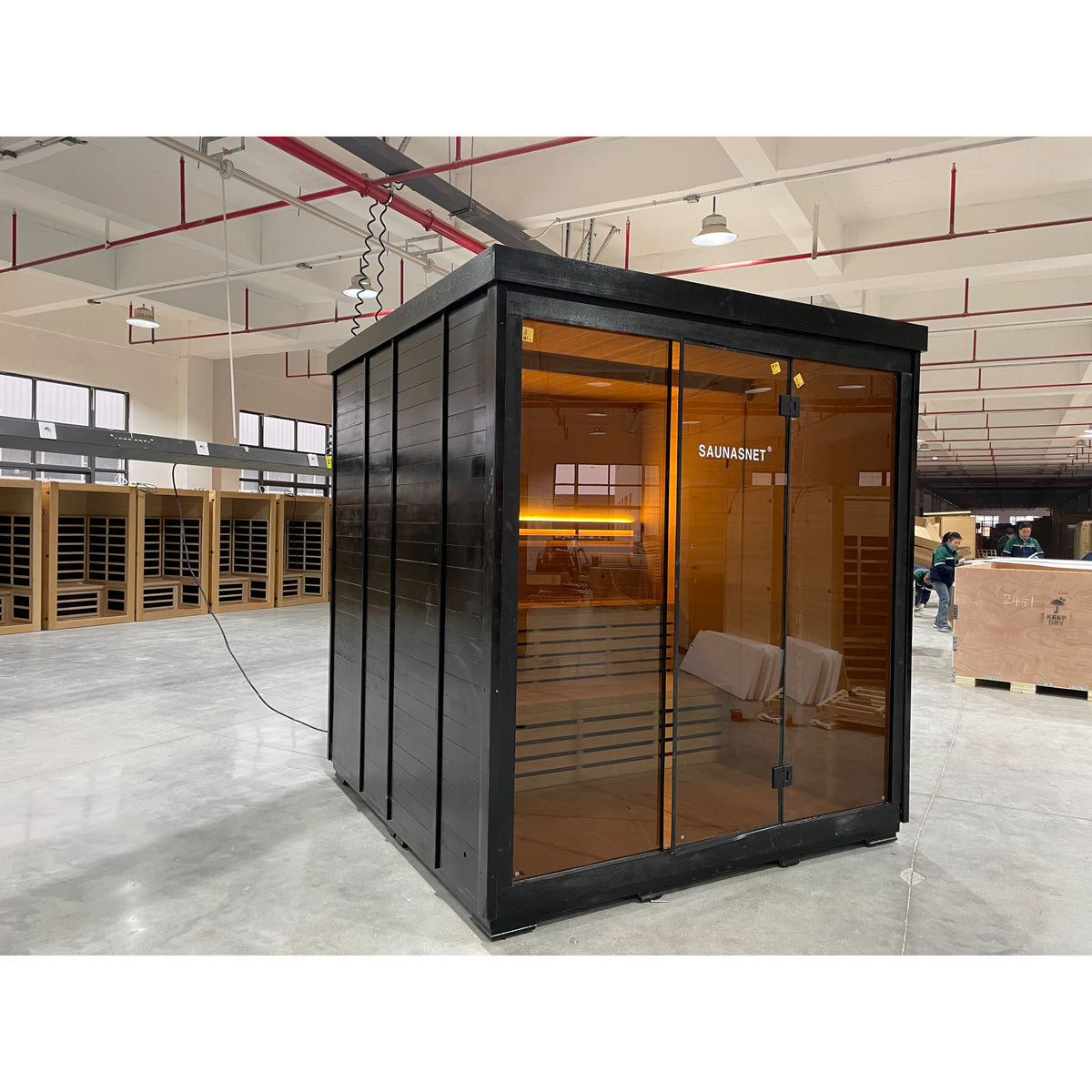 SAUNASNET® Green Energy Saving Sauna with Glass Front – Eco Cube Design for Relaxation and Full Detox Black 03