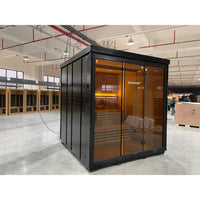 SAUNASNET® Green Energy Saving Sauna with Glass Front – Eco Cube Design for Relaxation and Full Detox Black 03