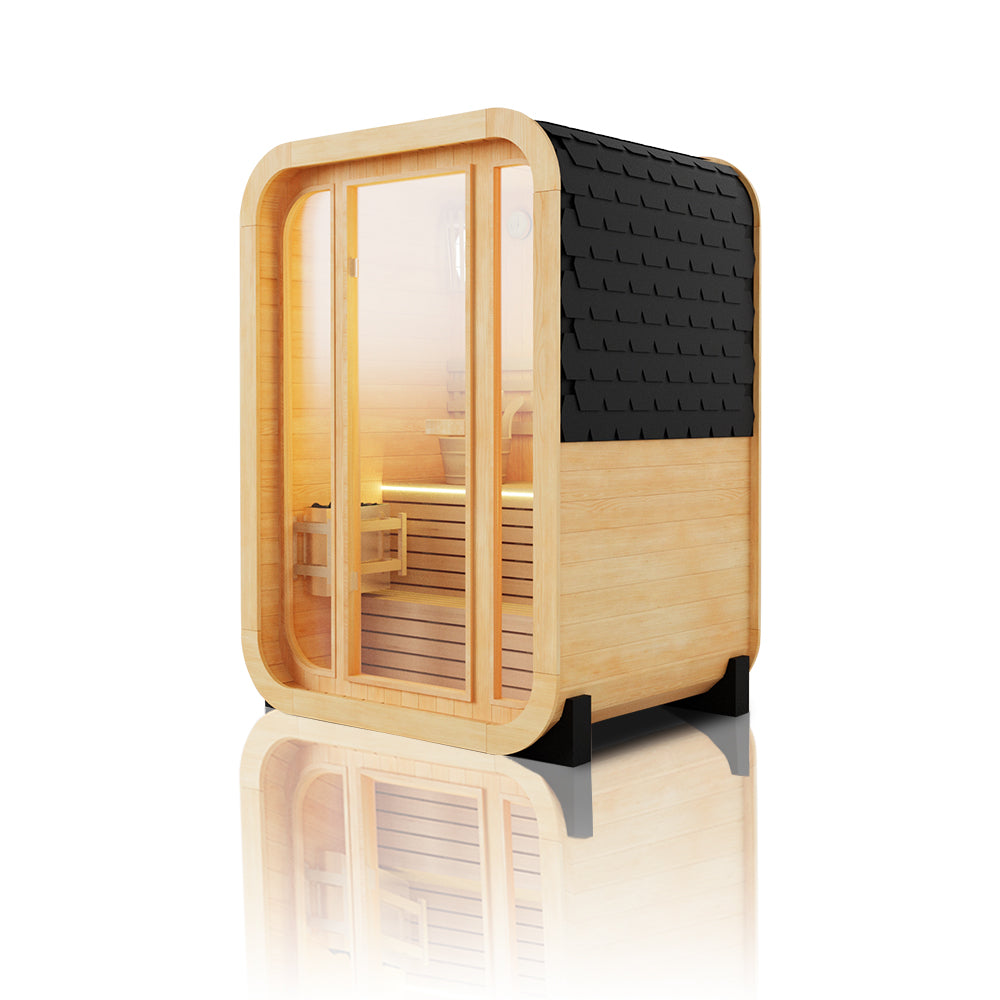 SAUNASNET® Compact Outdoor Barrel Sauna with Modern Glass Door Barrel 10（US Stock – Ships in 10–15 Days）