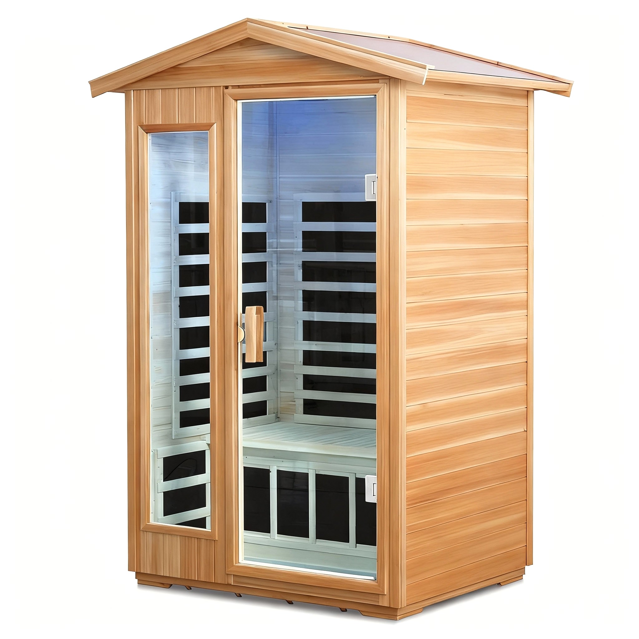 SAUNASNET® 2-Person Outdoor Solid Wood Sauna with Smart WiFi Control Infrared 17