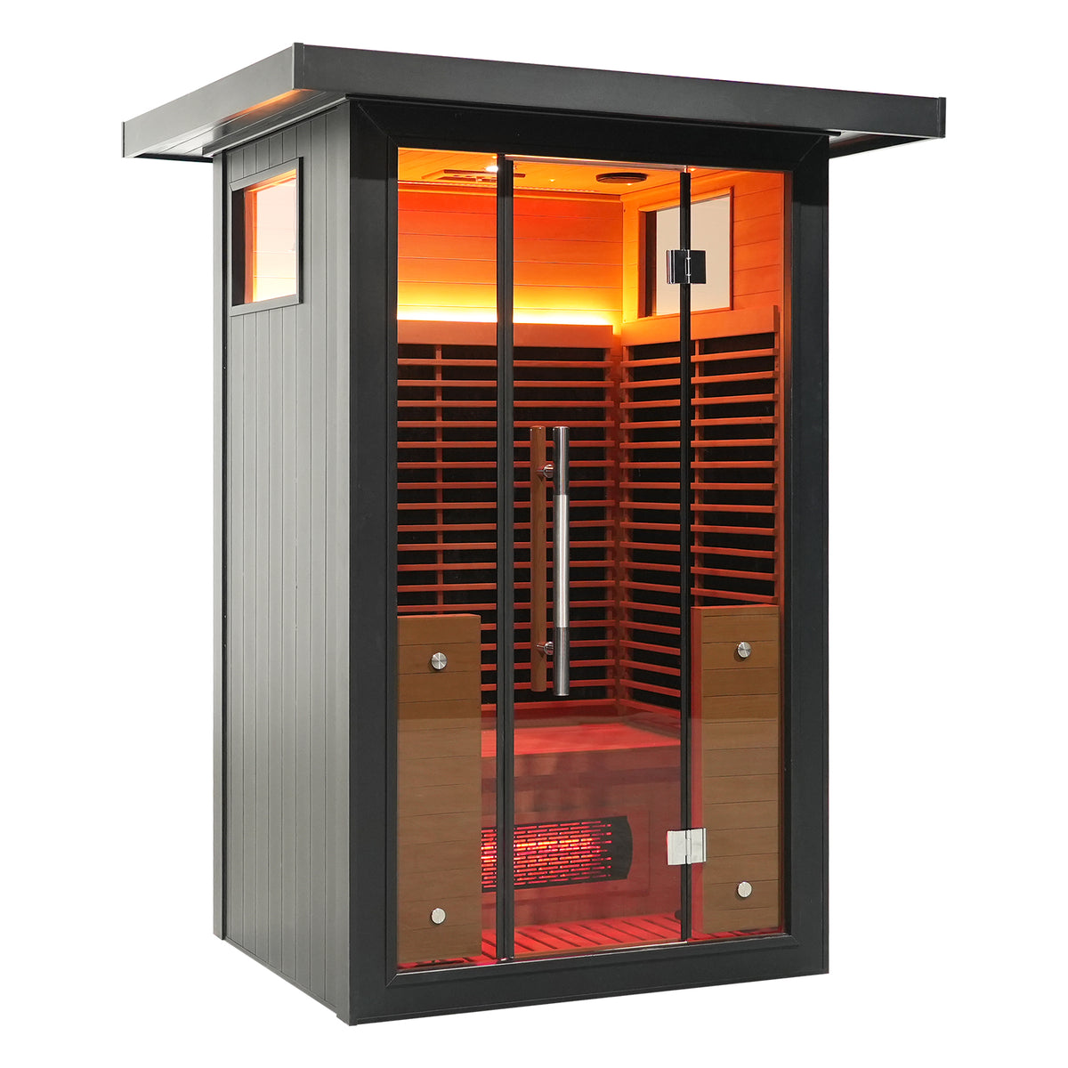 SAUNASNET® Outdoor Black Aluminium Infrared Sauna with Wifi