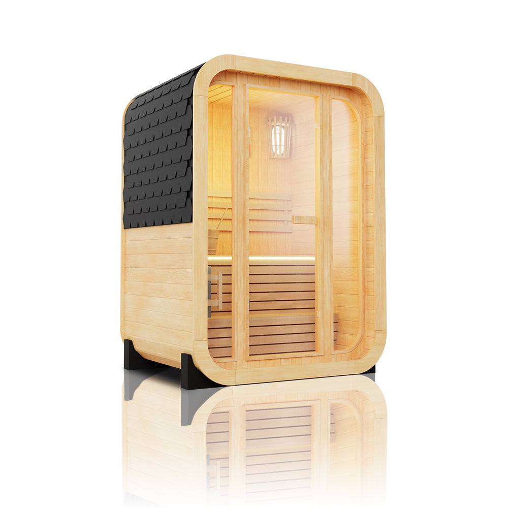 SAUNASNET® Compact Outdoor Barrel Sauna with Modern Glass Door Barrel 10（US Stock – Ships in 10–15 Days）
