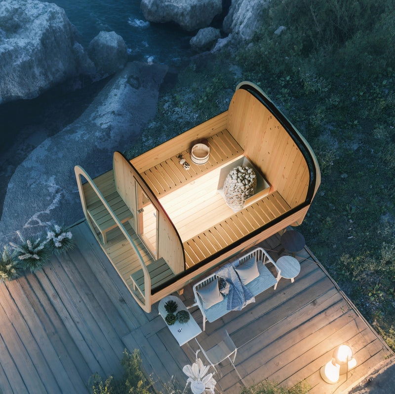 SAUNASNET® Outdoor Cube Sauna with Porch Square 02