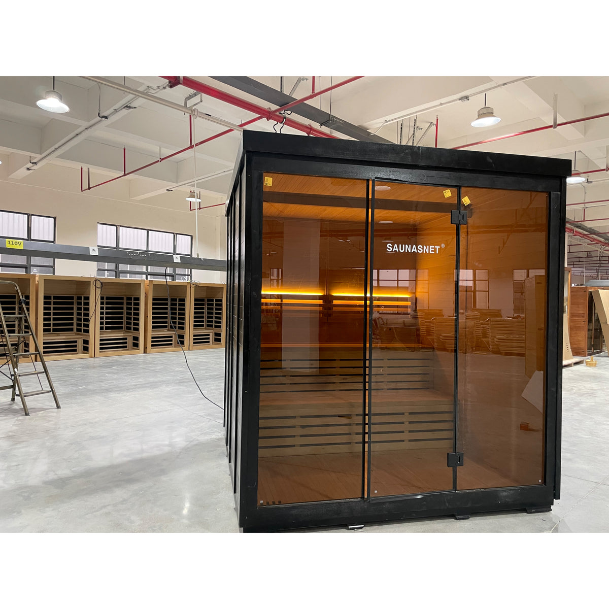 SAUNASNET® Green Energy Saving Sauna with Glass Front – Eco Cube Design for Relaxation and Full Detox Black 03