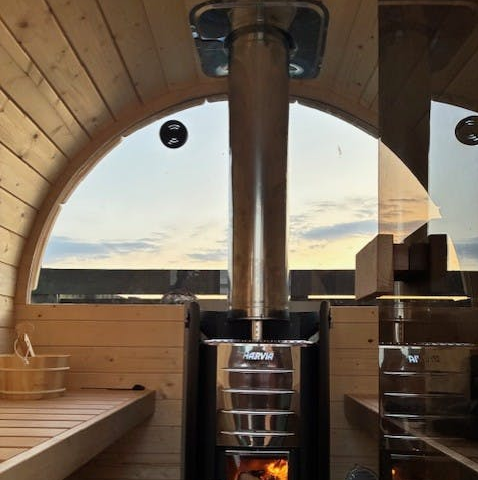 SAUNASNET® Outdoor Sauna With Semicircular Glass Windows Barrel 04