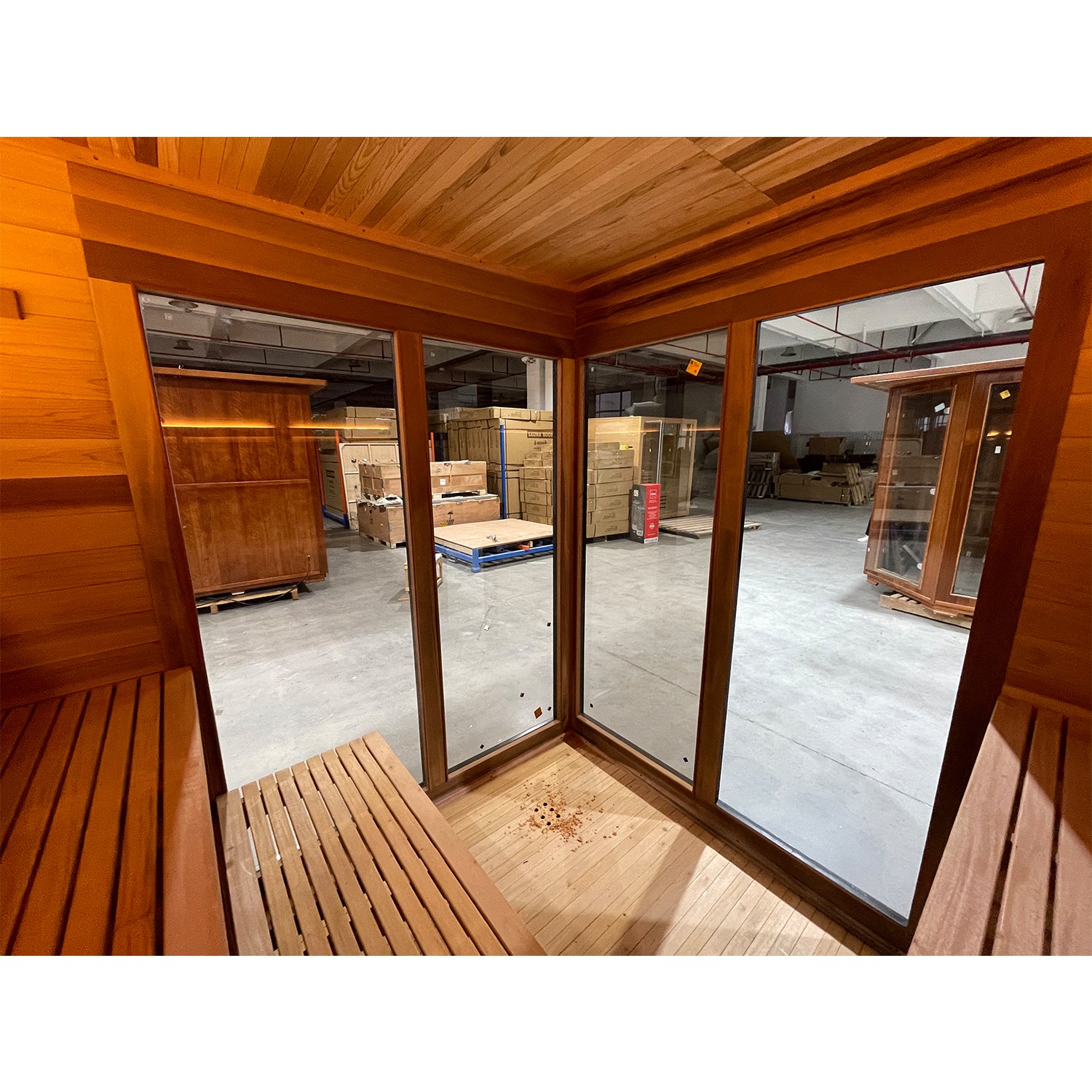 SAUNASNET® Nordic Panorama Glass-Wood Outdoor Sauna Cabin – Modern Lux