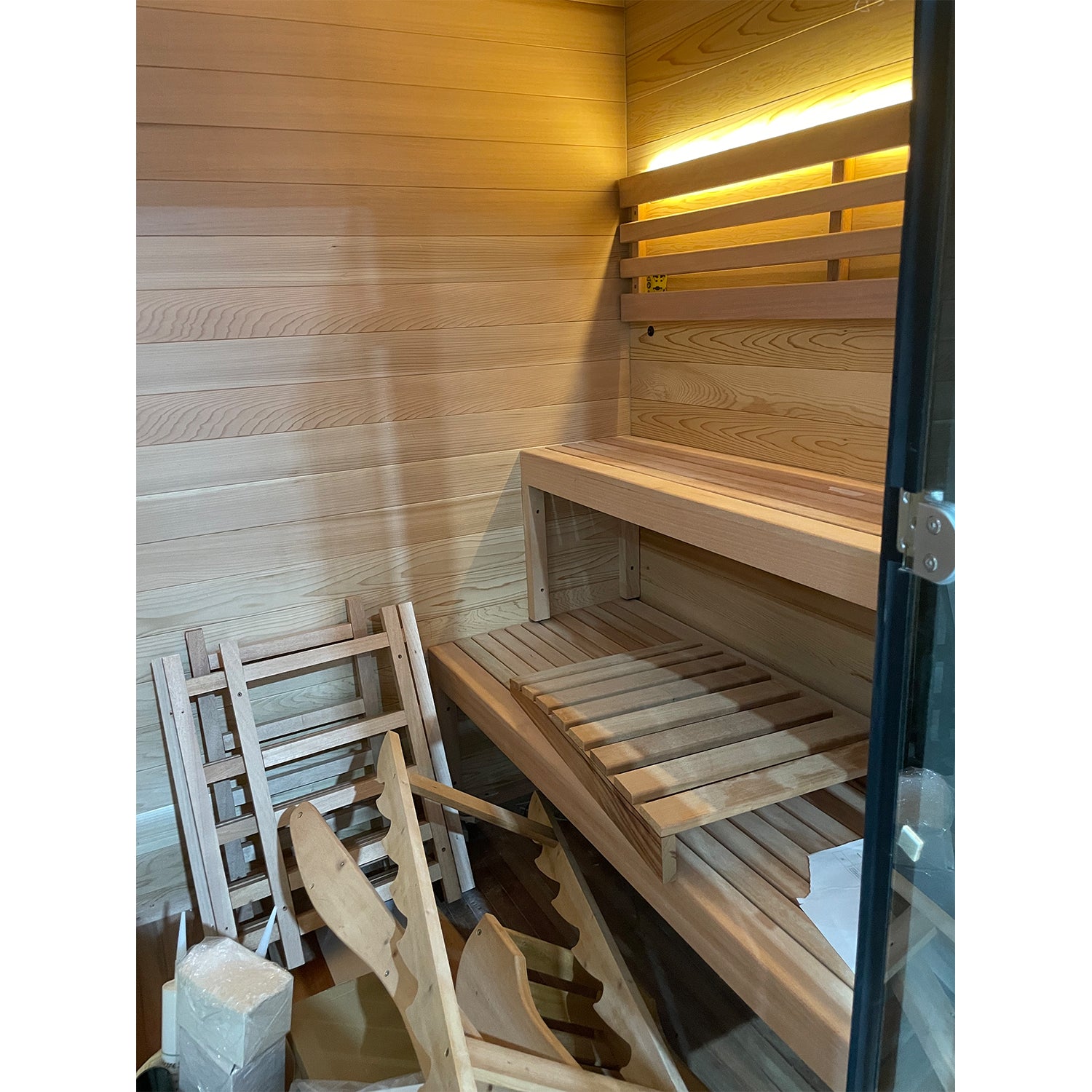 SAUNASNET® Nordic Panorama Glass-Wood Outdoor Sauna Cabin – Modern Lux